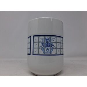 Stoneware by Pomerantz Flower Pots Blue White Medium Canister  6" Tall No Lid. A